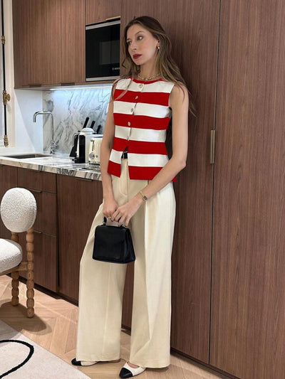 Chaleco Tejido a Rayas para Mujer - Diseño Elegante y Versátil - Image 15