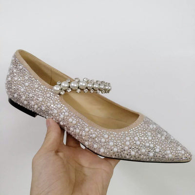 Tacones Planos Elegantes con Pedrería y Perlas - Punta Afilada para Mujer - Image 11