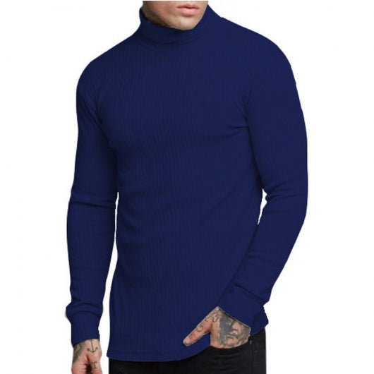 Suéter Tejido Slim Fit Cuello Alto con Rayas Retorcidas para Hombre - Image 2