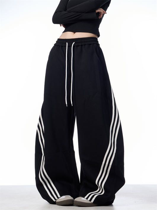 Pantalones Casuales Anchos a Rayas con Cordones - Image 15