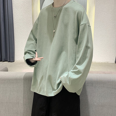 Camiseta Manga Larga Retro Holgada para Hombre Talla Grande - Image 11