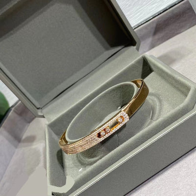 Pulsera Deslizante de Lujo Ligero con Tres Diamantes Engarzados - Image 4