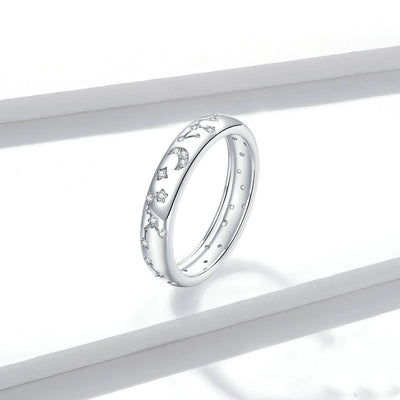 Anillo de Plata 925 Estrella y Luna Brillante Platinado - Image 8