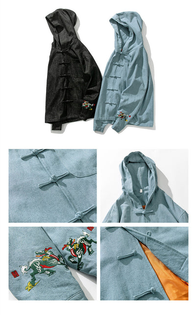 Chaqueta Denim Hoodie Casual Japonesa para Hombre - Image 11