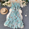 Vestido de Resort con Hombros Descubiertos y Volantes Irregulares