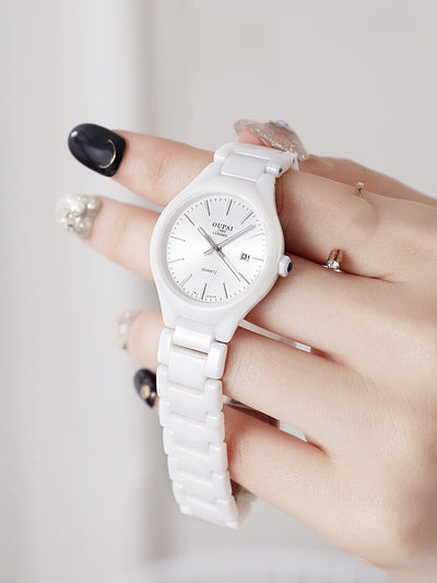 Reloj de Cerámica Blanca para Mujer - Diseño Minimalista y Elegante - Image 10