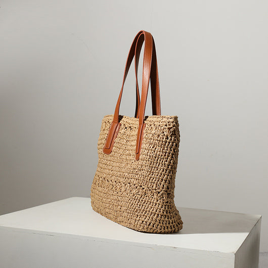 Bolsa de Ratán Asimétrica de Gran Capacidad con Asa de Hombro - Image 5