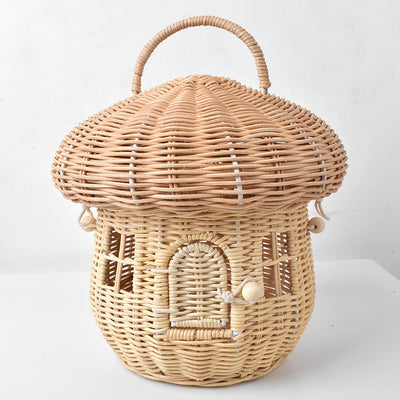 Cesta de Almacenamiento Infantil Tejida en Ratán Diseño Nórdico Setas - Image 9