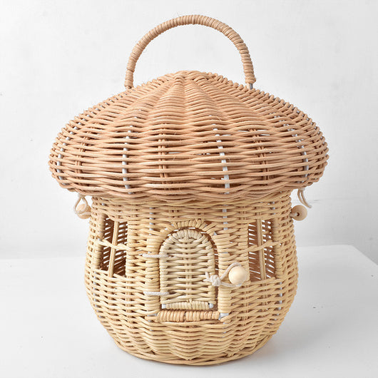 Cesta de Almacenamiento Infantil Tejida en Ratán Diseño Nórdico Setas - Image 9