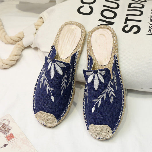 Sandalias Baotou Bordadas con Hojas para Mujer - Image 8