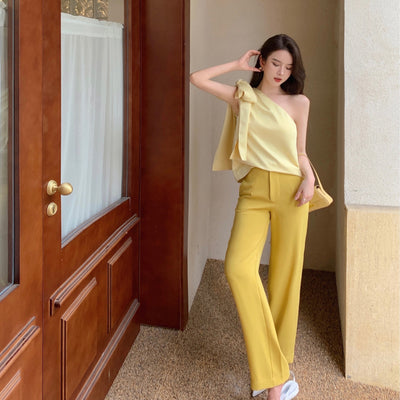 Vestido Elegante Asimétrico con Lazo al Hombro - Image 9