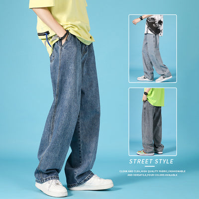 Pantalones Cargo Denim Holgados para Hombre con Cierre Hip Hop