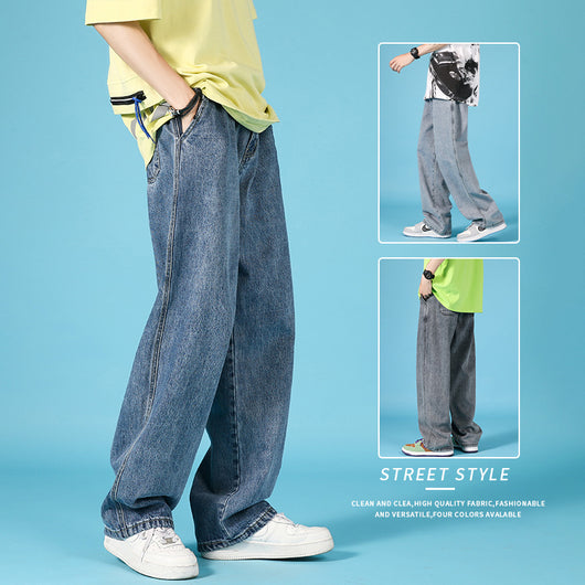 Pantalones Cargo Denim Holgados para Hombre con Cierre Hip Hop