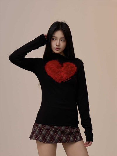Blusa Retro de Manga Larga con Corazón Creativo - Corte Holgado y Elegante - Image 16