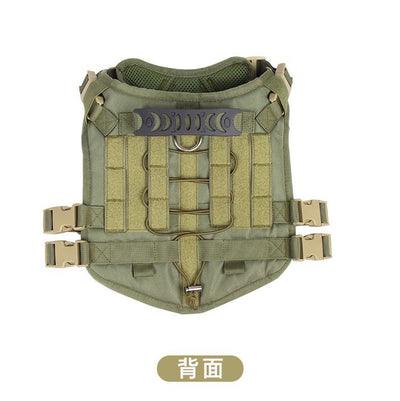 Light grey tactical dog harness made of Oxford cloth with mesh padding, adjustable straps, a top handle, and D-ring. - Image 5