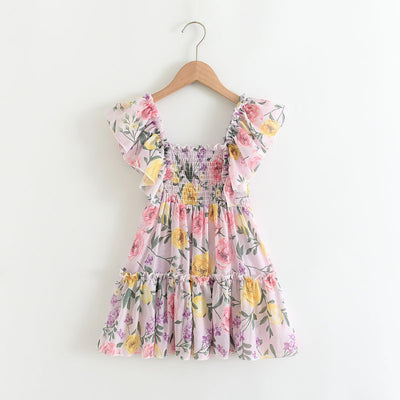 Vestido Niña Manga Volante Estampado Floral Verano
