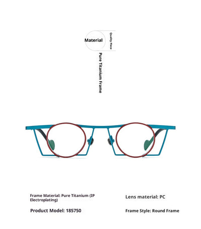 Gafas Retro Redondas de Titanio Puro con Combinación de Colores - Image 11