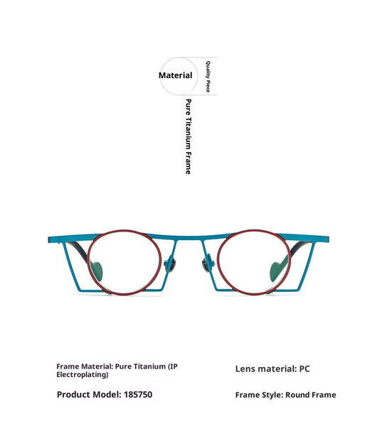 Gafas Retro Redondas de Titanio Puro con Combinación de Colores - Image 11