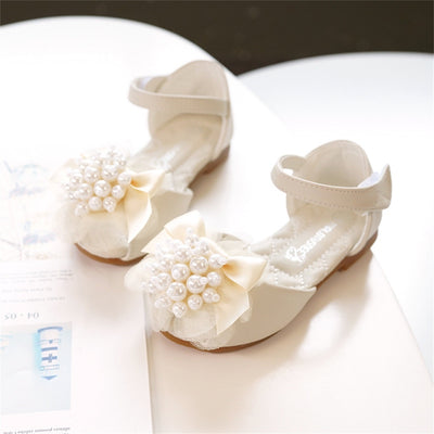 Sandalias Infantiles de Princesa con Punta Abierta, Flores de Perla y Suela Suave - Image 9