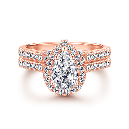 Anillo de Plata Esterlina con Zirconia Cúbica Gota - Simulante de Diamante - Image 5