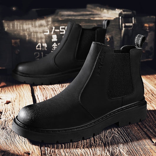 Bota de Trabajo Estilo Británico Otoño Invierno con Suela Gruesa y Caña Alta - Image 4