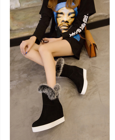 Botas de Nieve Cortas para Mujer con Cuello de Pelaje Acolchadas - Image 15