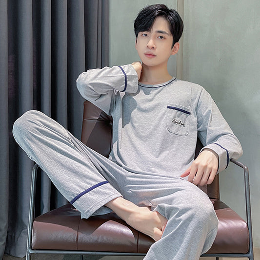 Pijama Largo de Algodón para Hombre Talla Grande Cómodo y Relajado