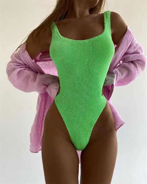 Traje de Baño Entallado de Color Sólido para Mujer - Image 14