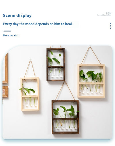 Jarrón Hidropónico de Madera y Vidrio - Decoración Retro para Dormitorio y Sala - Image 8