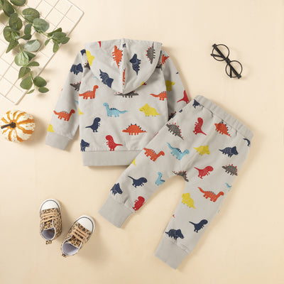 Conjunto de Sudadera con Capucha y Pantalón Estampado Dinosaurios para Otoño e Invierno - Image 8
