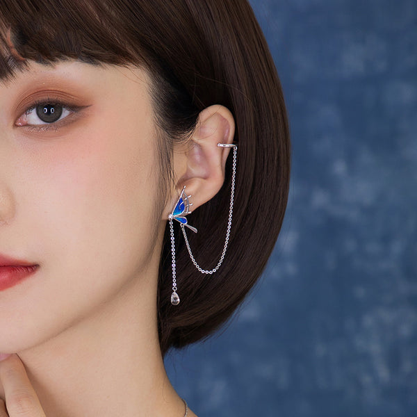 Aretes Colgantes de Hueso Antiguo con Clip para Mujer