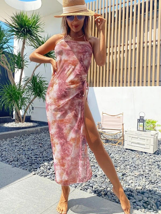 Traje de Baño Bikini de Tres Piezas con Falda Larga Dividida - Image 8