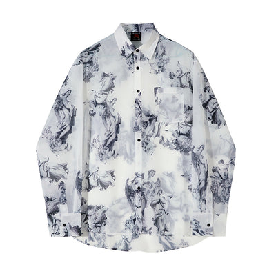 Camisa Estampada Suelta en Seda de Hielo para Hombre - Image 4