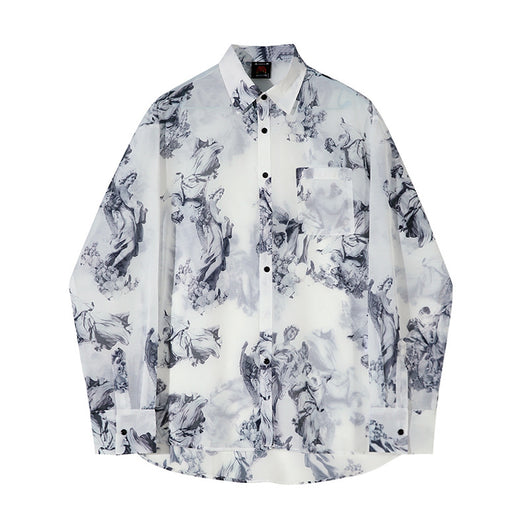 Camisa Estampada Suelta en Seda de Hielo para Hombre - Image 4