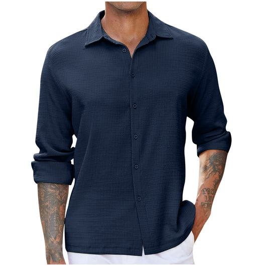 Camisa Casual para Hombre con Cuello Vuelto y Efecto Bubble - Image 4