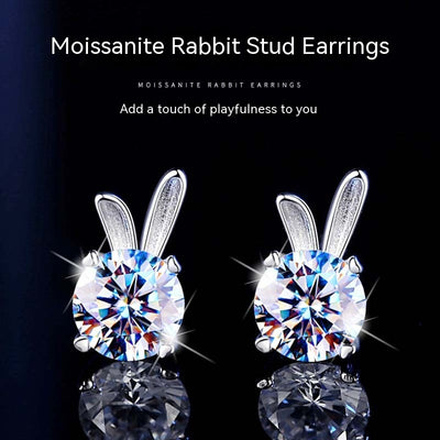 Aretes de Moissanita Conejo en Plata de Ley para Mujer - Image 3