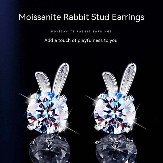 Aretes de Moissanita Conejo en Plata de Ley para Mujer - Image 3