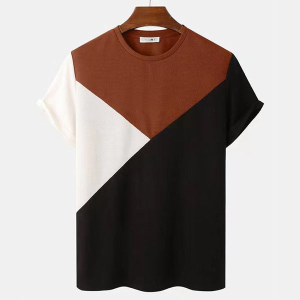 Blusa Mesh Tejida de Manga Corta con Estampado 3D en Rayas