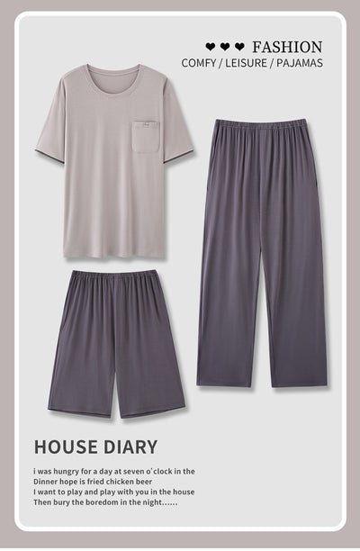 Pijama Hombre Modal Verano - Set 3 Piezas Manga Corta Transpirable - Image 29