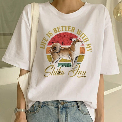 Playera Cuello Redondo para Mujer con Diseño Shiba Inu - Image 5