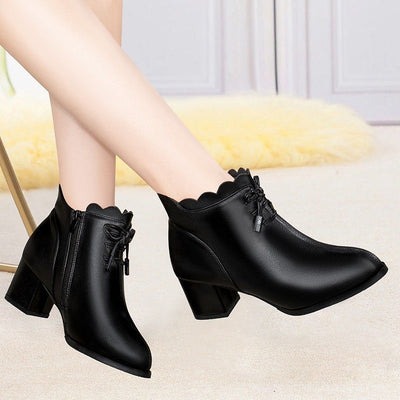 Botas Cortas Cómodas para Mamá - Zapatos de Invierno en Cuero Suave con Forro de Terciopelo - Image 11