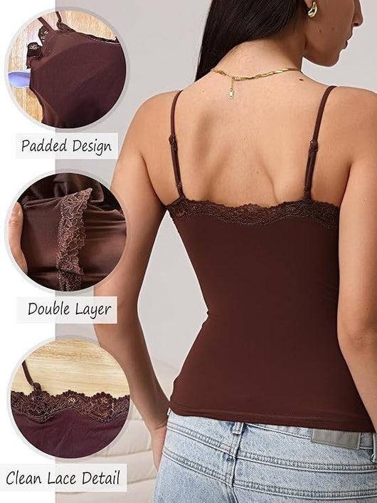 Camiseta Sexy de Encaje con Cuello Cuadrado sin Mangas - Image 22