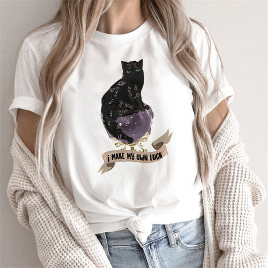 Camiseta Estampado Tarot Femenino - Tops Cartoon para Mujer - Image 5