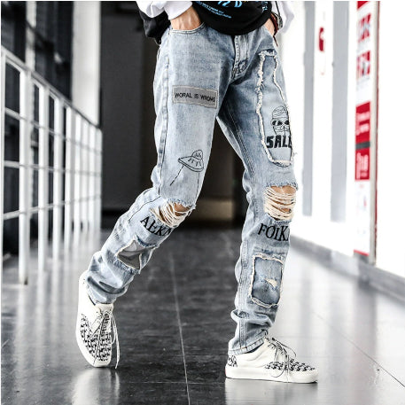 Jeans Slim Fit con Rotos en Rodillas - Estilo Urbano Moderno Hombre y Mujer - Image 6