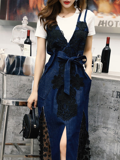 Vestido Denim Estilo Occidental con Tirantes - Conjunto Dos Piezas para Verano - Image 7