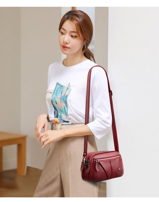 Bolso Bandolera Redondo de Cuero Genuino - Versátil y Elegante - Image 12