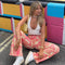 Calça Pantalona Estampada Solta Boca de Sino Feminina