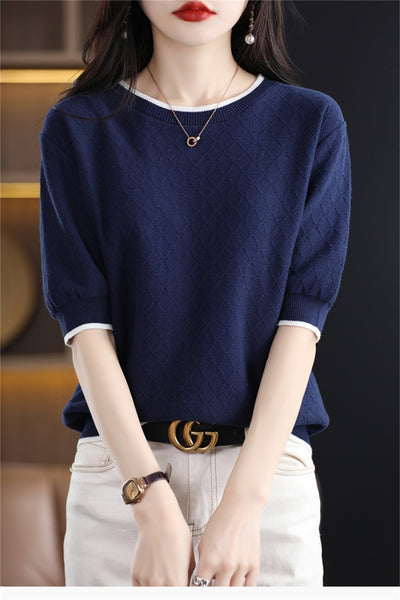 Blusa Tejida de Algodón 100% Manga Corta Suelta Efecto Reductor para Mujer - Image 17