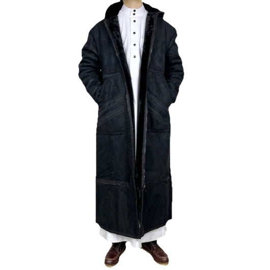 Bata de Ante Sintético para Hombre con Capucha y Bolsillos - Abrigo Invierno - Image 5