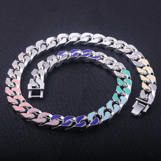 Cadena Cubana de Diamantes Multicolores Rap Hip Hop - Image 6
